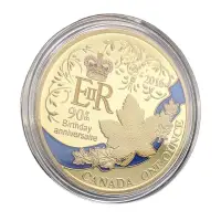在飛比找蝦皮購物優惠-英國女王90周年紀念幣 加拿大楓葉定制生日紀念金幣 彩色收藏