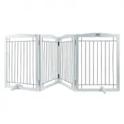 VEVOR Free Standing Dog Gate, 32" H x 96.5" W Freestanding Pet Gate, 4 Panels Foldable Dog Gate for Wide and Narrow Passageways, Expandable Dog Barrie