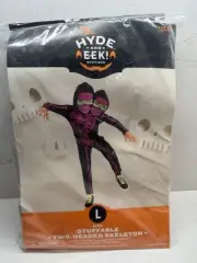 Kids Hyde & Eek TWO-HEADED SKELETON Halloween Costume Jumpsuit Size L 10-12