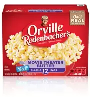 Orville Redenbacher’s Movie Theater Butter Popcorn, Microwave Popcorn, 12 Count