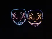 Cross Hatch Mask Orange & Purple or Blue & Pink EL Wire Light Up Accessory