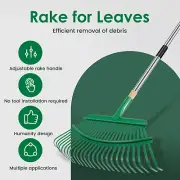 Garden Leaf Rake Metal Thatching Rake Adjustable Yard Thatch Rake⊛⊖