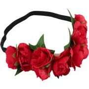 Red Rose Elastic Headband