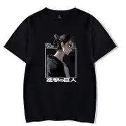 Attack on Titan Eren Yeager Anime Fashion Casual Round Neck Short Sleeve Man Woman T-shirt black M