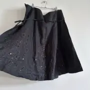 Black Embroidered Sequin Skirt Whimsygoth Linen Target