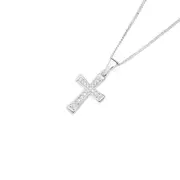 Silver Cz Claw Set Cross Pendant in Clear