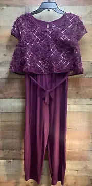 New Wonder Nation Girls Purple Sequins Jumpsuit Size XL 14-16 Plus
