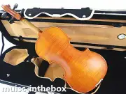 Antique 4/4 Higher flamed Violin+Bow+Rosin+Oblong Case+String Set #AQ901