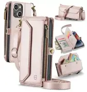 Crossbody for Case Wallet【RFID Blocking】 with 7-Card Holder iPhone 14 Rose Gold