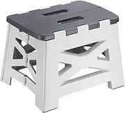 Folding Chair Portable Plastic Folding Stool Outdoor Camping Stool Chair(S Grey)