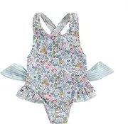 [MERSARIPHY] Toddler Girl Swimsuit Baby Girl One Piece Swimsuit Kids Rash Guard Bathing Suit Ruffles Sleeveless Bikini