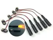 5 pack Amber Micro Effects LED Spot Lights & 9 volt battery clips MELSA5P