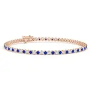 Lab-Grown Classic Round Sapphire and Lab Diamond Tennis Bracelet