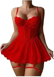 [GRRKDFQ] Women Lingerie Women Bra and Panty Garters See Through Lingerie Sets