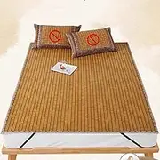 Snaweo Sum mer Cooling Bamboo Mat, Breathable Mahjong Mat, Foldable Carbonized Mahjong Bamboo Mattress Topper Pad, Cooling Bed for Bedroom Home School Dormitory(200x220cm/79x86in)