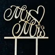 MR AND MRS CAKE TOPPERS-WOODERN DESIGN CAKE TOPPER