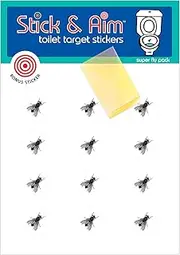 Urinal Fly Bulk Pack (13 Targets) With Sticker Applicator Tool, Sticks on Wet Surface, Toilet Training for Boys, Aiming Targets