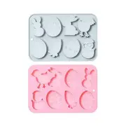 2PCS 8-Cavity Mini Easter Silicone Molds with Bunny and Easter Egg Shaped, Bunny Molds andEgg Molds for Chocolate, Candy, Gummy, Wax Melt