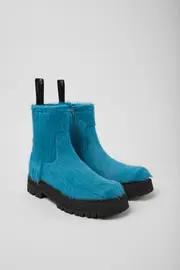 Eki Blue long calf hair boots