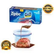 New Freezer Bags Gallon 60 Ct Zip Lock Plastic Travel Slider Food Storage