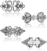 [JELIEE] 4 PCS Sweater Shawl Clips Dress Clip Cloak Clasp Shawl Clip Vintage Cardigan Clip Retro Cloak Brooches Silver Shawl Pins Back Cinch Rhinestone Shawl Shirt Cardigan Scarf Cinch Clips for Women