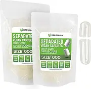 XPRS Nutra Vegan Size 000 Separated Capsules - 100 Count Premium Empty Capsules Separated in Bags - Clear Empty Capsules - Separated Empty 000 Capsules - Pill Capsules Empty for DIY Supplement Filling