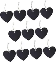 CORHAD 40pcs Unfinished Wooden Heart Shape Tags for DIY Craft Projects Blank Display Labels for Present Tags Scrapbooking and Home Decor