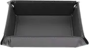 Dice Tray PU Leather Dice Rolling Tray Holder for Games Like Drinking Bar Board Game Supplies (Color : Black 18x18cm)