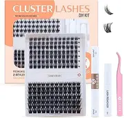 [KESOR] Lash Cluster DIY Extension Kit (Lover x Brush) 168 Pcs 8-16mm Premium Quality 2 Style, Bond, Sealant, Lash Applicator Tool, C Curl Mixed Natural & Volume Look In One Kit Soft Thin Band (8-16mm At Home Kit)