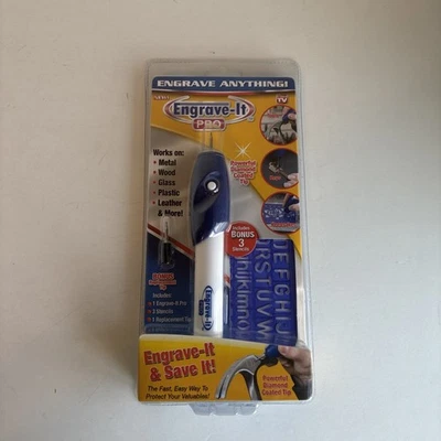 ENGRAVE-IT PRO Hand Held Engraving Tool plus Replacement Tip and 3 Templates New