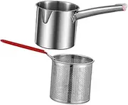 CANIGHT 1 Set Fry Pan French Fry Basket Mini Deep Fryer Basket Stainless Steel Frying Pot Deep Fryer Pot Deep Fry Basket Deep Frying Pot Nonstick Fryer Pot with Fry Basket Fryer Kit