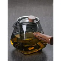 在飛比找ETMall東森購物網優惠-日式沐風玻璃專用木柄泡茶壺