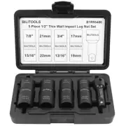 Lug Nut Impact Socket Set, 1/2 inch Drive Flip Socket Set Metric 17-19 - 21-2...