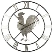 Willow & Silk Metal Round 60cm Roman Numeral Rooster Analogue Wall Clock