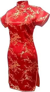 [ChangNanJun] Women's Floral Short Qipao Rayon Cheongsam Chinese Dress