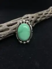 Handmade Native American Navajo fox turquoise sterling silver ring size 9
