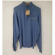 WEATHERPROOF Quarter Zip Blue Pullover Sweater Men's Size Medium M *NWT