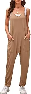 [Sukany] Women's Loose Overalls Summer Casual Baggy Jumpsuits Adjustable Spaghetti Strap Harem Rompers with Pockets