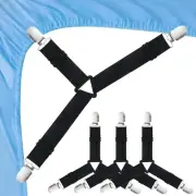 4 Pieces Bed Sheet Straps Adjustable Sheet Fasteners with Sheet Clips for Bed...