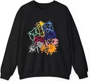 [Generic] Control All The Things Video Game Controller Gamepad Gamer Sweatshirt for Adults Crew Neck Long Sleeve Pullover