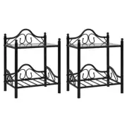 Bedside Tables 2 pcs Steel and Tempered Glass 45x30.5x60 cm Black vidaXL