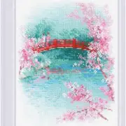 Sakura Blossom Delight Cross Stitch Kit - 7" x 9" | Zweigart 14ct White AIDA | 2