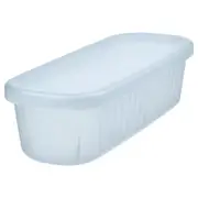 RYKTA storage box with lid, transparent grey-blue, 9x24x7 cm/0.5 l