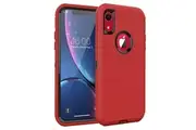 For Apple iPhone XR Case Drop Resistant Defender Tradies Heavy Duty Rugged Shockproof Tough Cover (Red)