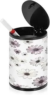 Big Ashtrays For Cigarettes Vintage Light Purple Flowers White Outdoor Cigarette Butt Container Windproof Ash Tray Car Cup Holder Patio Kitchen Office