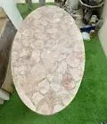 Rose Quartz Stone Coffee Table Top, Oval Quartz Center Living Room Furniture