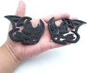Pair Set Rhino Car Emblem 3D Badge Custom New Decal Replacement for Universal Car Vehicle, Truck, Motorcycle Door Window Decoration (Black)