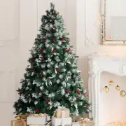 SANTACO 1.8M Snowy Christmas Tree Snow Flocked,6FT Atificial White PVC Tree,Pop