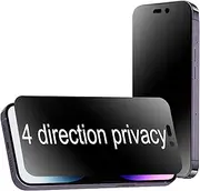 2 Pack 360 Degree Anti-glare Privacy Screen Protector for iPhone 14 Pro 6.1 inch Anti-Spy 4 Direction Matte Soft Film 4 Sides Anti-Peeping