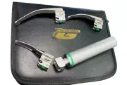 NEW ORIGNAL FIBER OPTIC Laryngoscope Mac Set of 3 BLADE 0,1,2 & MEDIUM HANDLE
